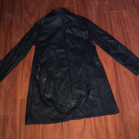 Belted Faux Leather Jacket Black - Picture 5 of 6